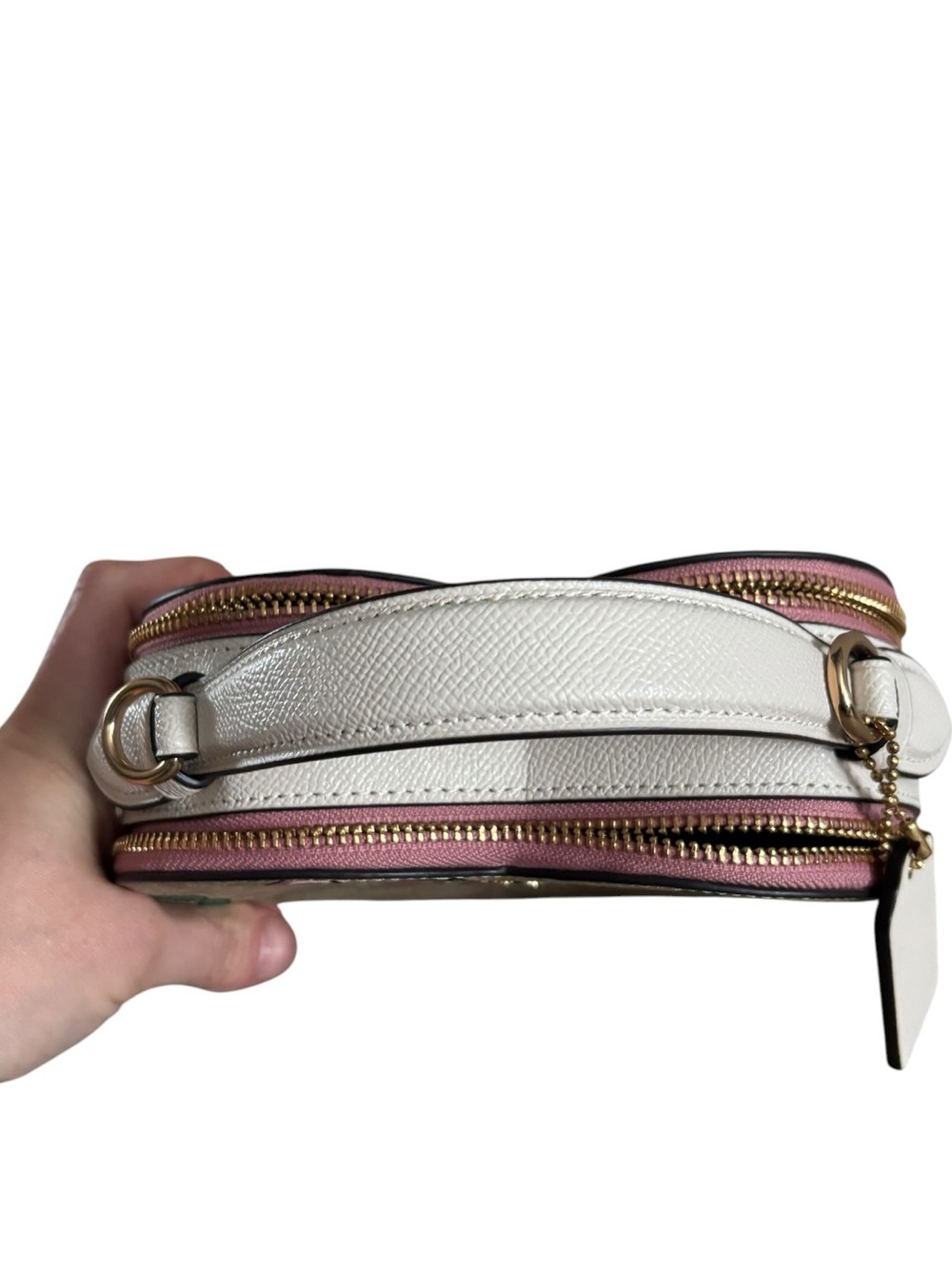 Coach Pink Cherry Print Beige Heart Crossbody - Picture 7 of 13